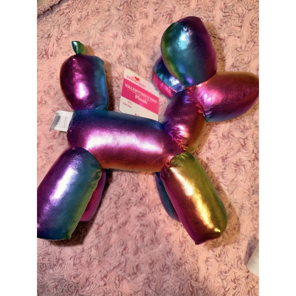 Rainbow Iridescent Balloon Dog Plush Stuffed Animal 8” Animal Valentine Day